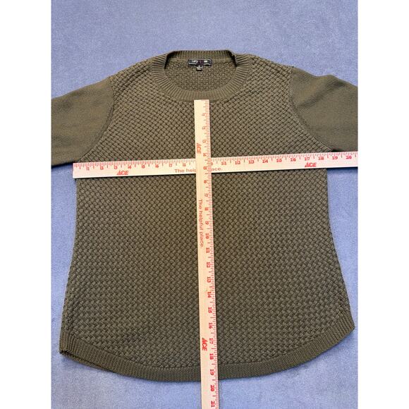 Lety & Me Sweater Elbow Patches Waffle Texture Dark Green Women SM - Picture 5 of 8